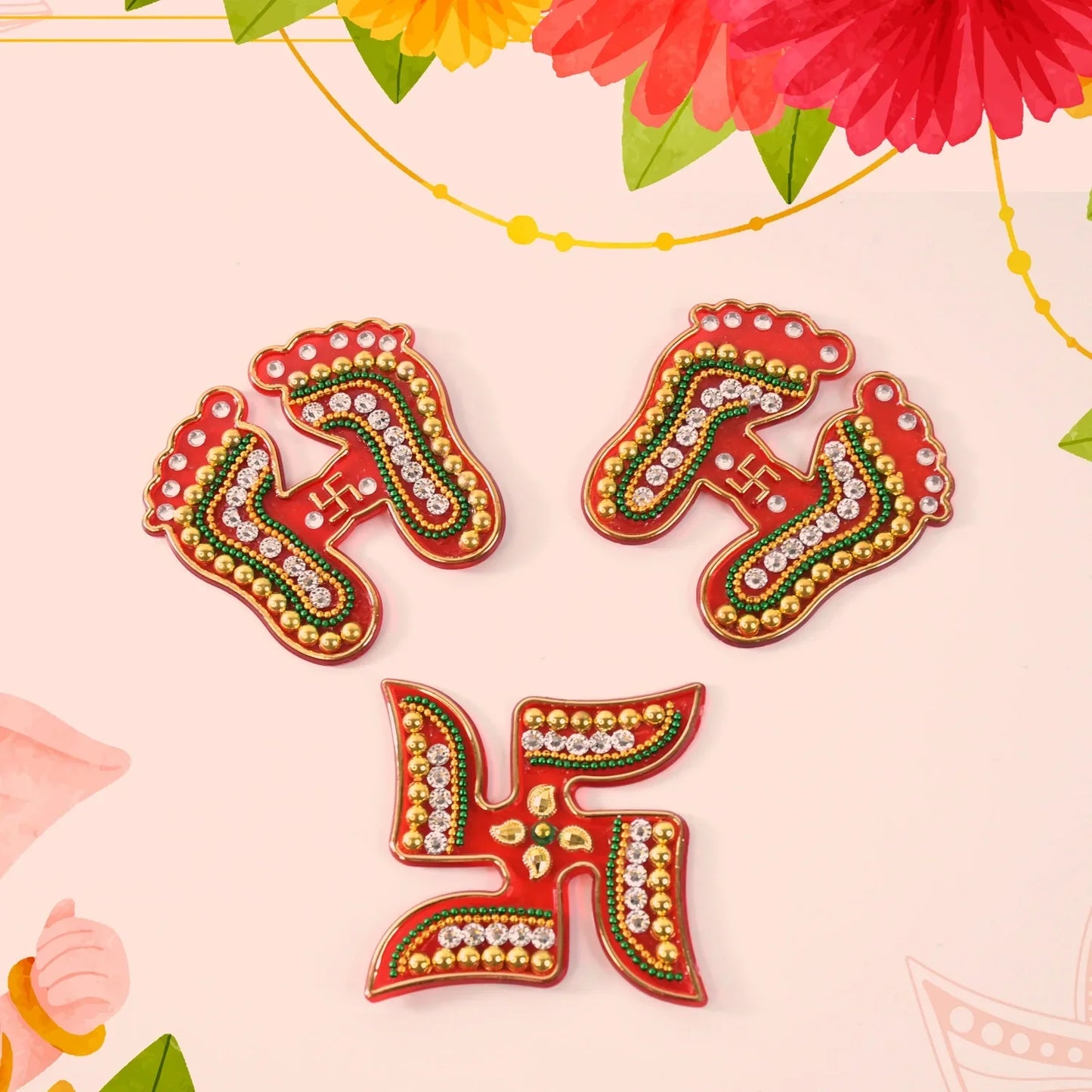 Best laxmi charan & swastik set – 3 pc - religious items | 2025 | fast shipping
