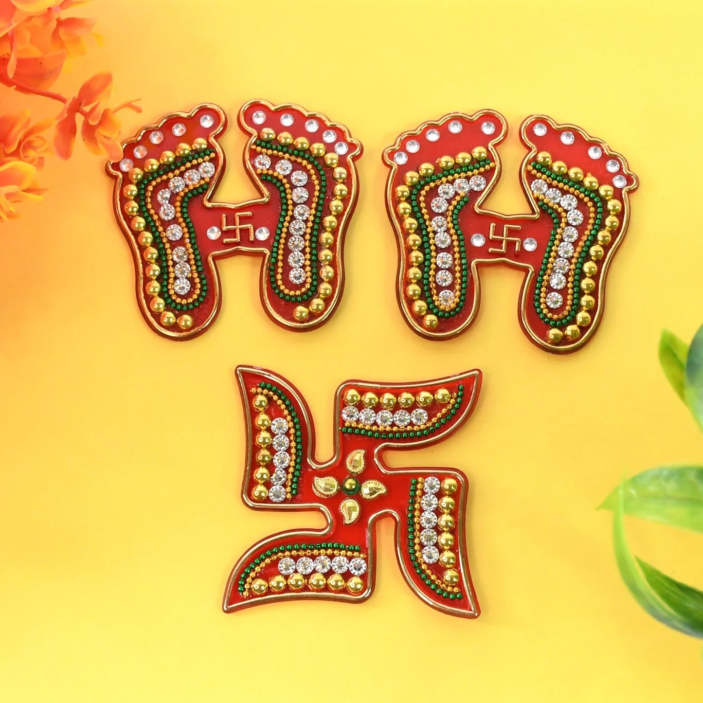 Best laxmi charan & swastik set – 3 pc - religious items | 2025 | fast shipping