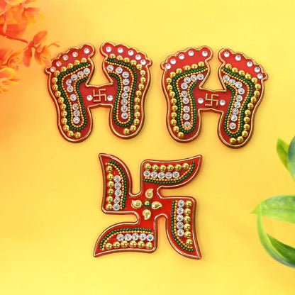 Best laxmi charan & swastik set – 3 pc - religious items | 2025 | fast shipping