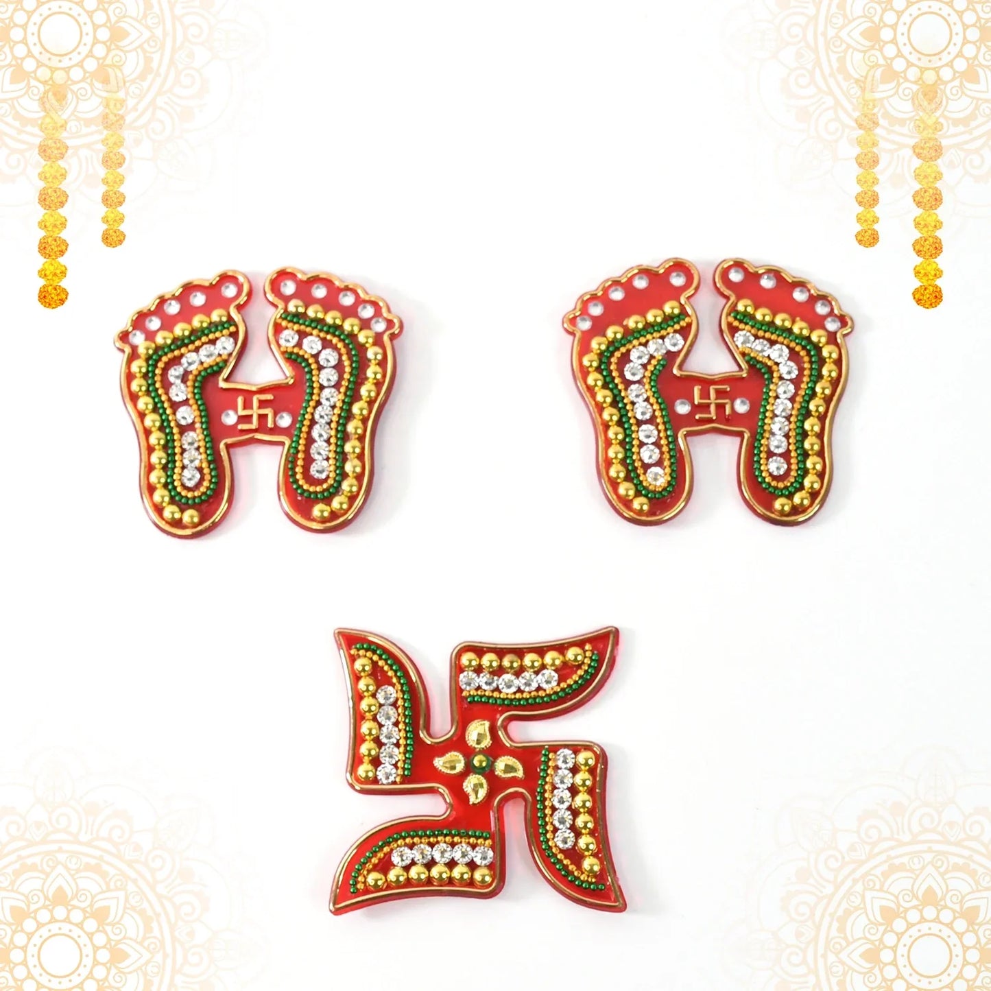 Best laxmi charan & swastik set – 3 pc - religious items | 2025 | fast shipping