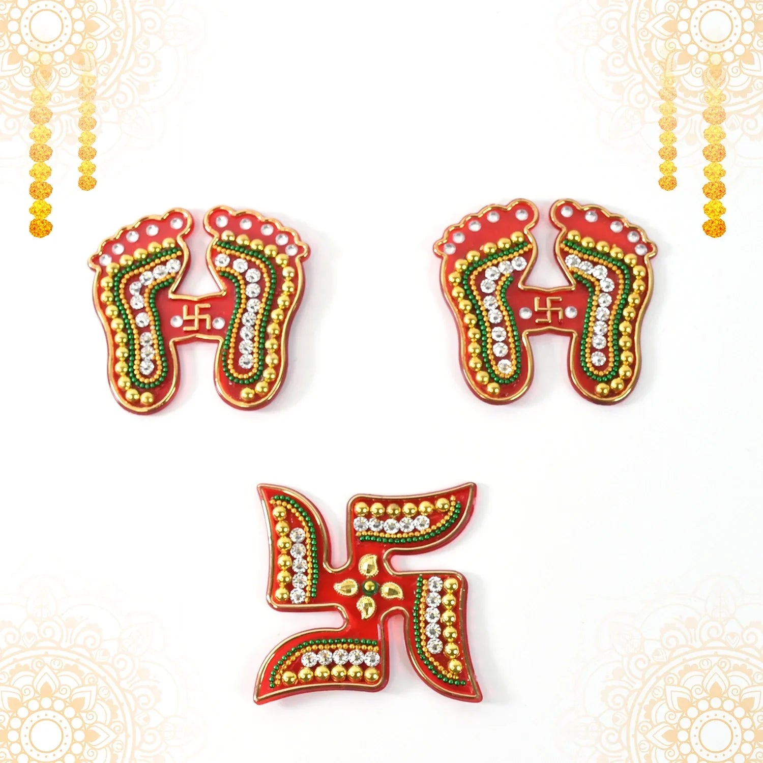 Best laxmi charan & swastik set – 3 pc - religious items | 2025 | fast shipping