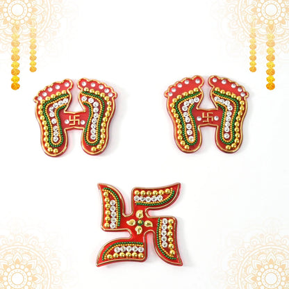Best laxmi charan & swastik set – 3 pc - religious items | 2025 | fast shipping