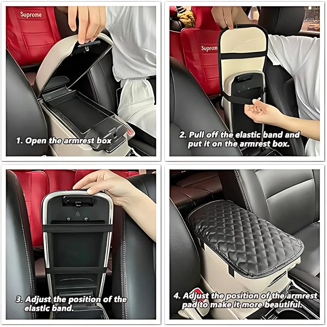 Leather Armrest Seat Box Pad Protector