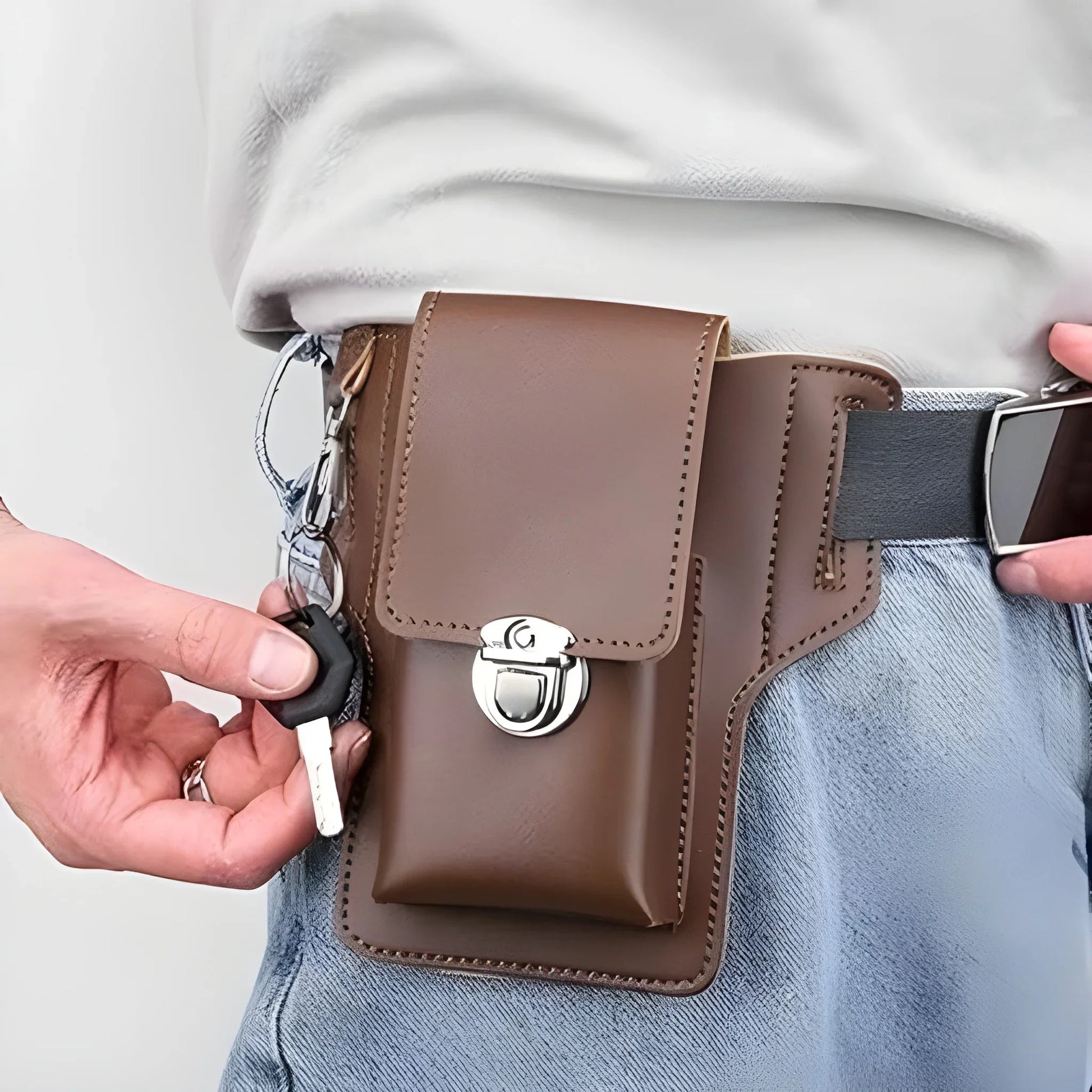 Leather Belt Loop Phone Pouch