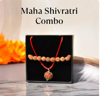 Maha SHivratri Combo 5 Mukhi Rudraksha With Bracelet jewelry