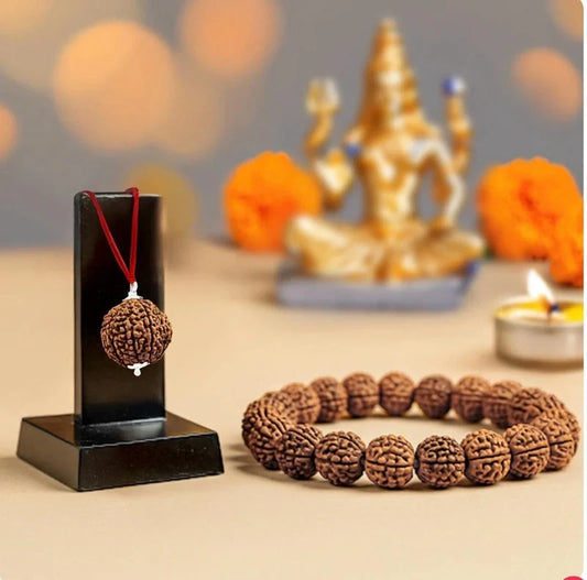 Maha SHivratri Combo 5 Mukhi Rudraksha With Bracelet jewelry