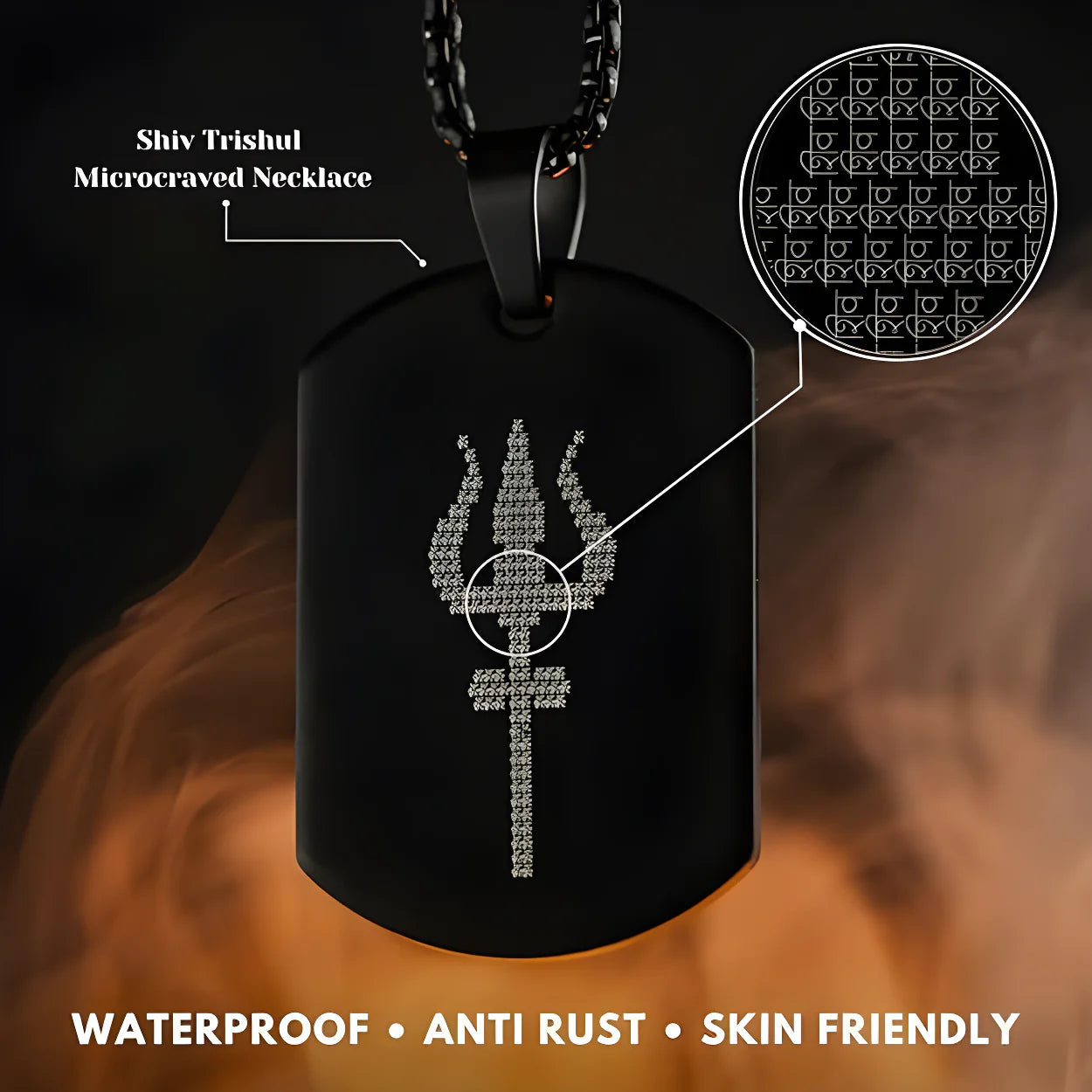Mahadev Trishul Pendant with Micro Carved Design