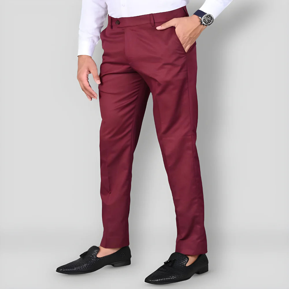 Maroon Office Formal Trousers clothing