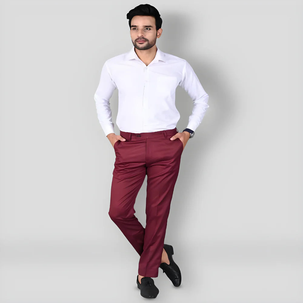 Maroon Office Formal Trousers