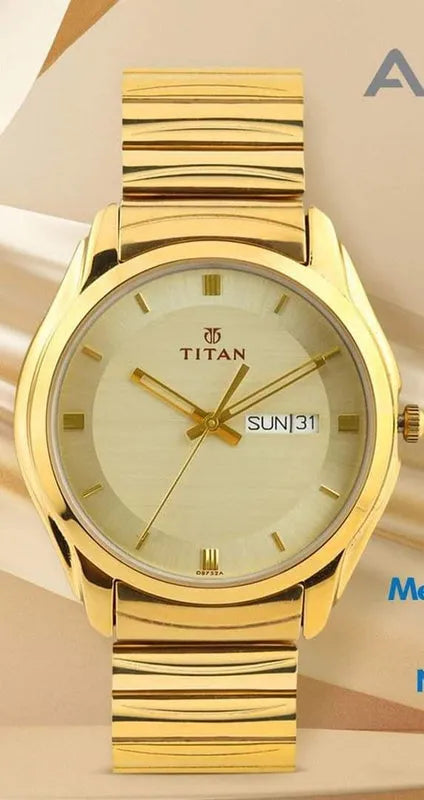 Men Gold Toned Dial Watch watch