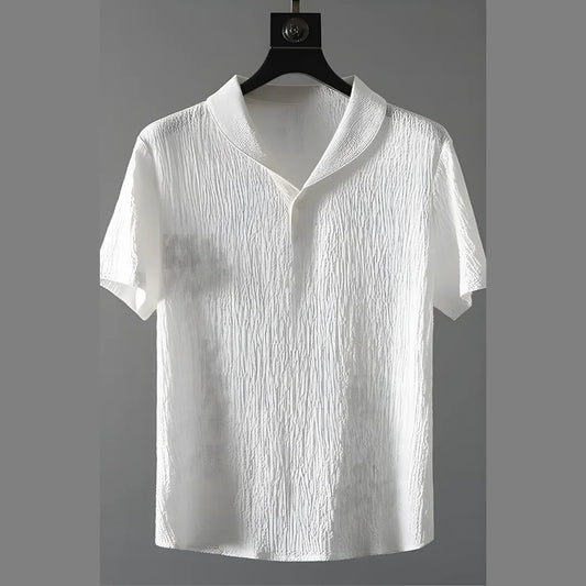 Men’s Crinkled Co Ord Set White
