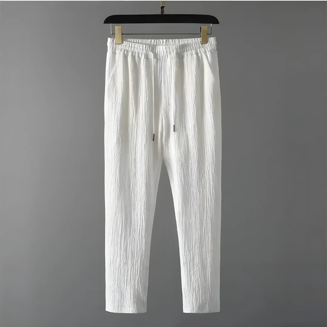 Men’s Crinkled Co Ord Set White