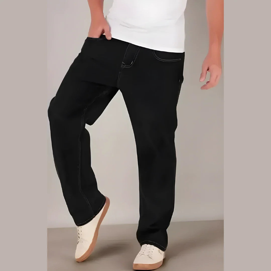 Men’s Loose Fit Mid Rise Black Jeans
