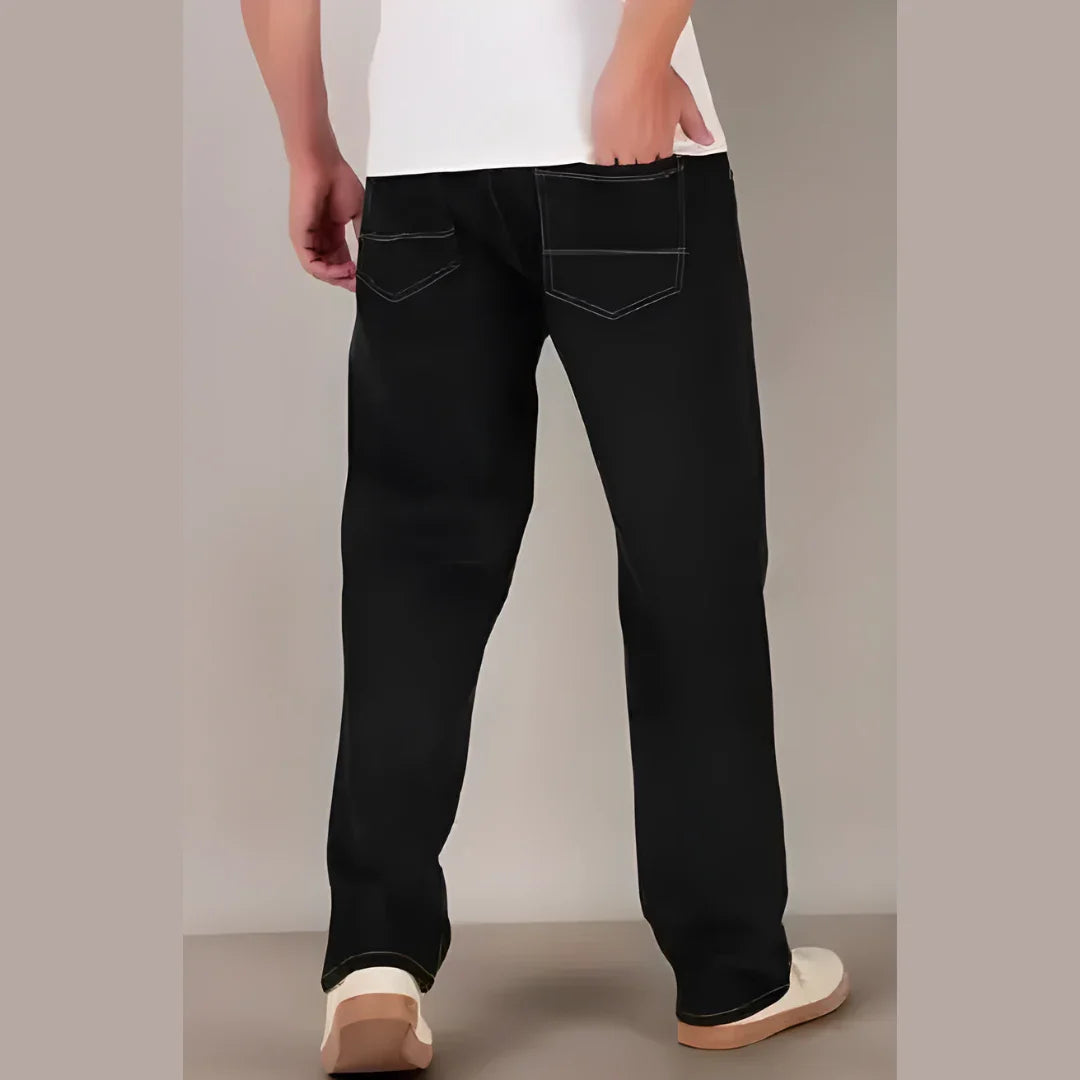 Men’s Loose Fit Mid Rise Black Jeans