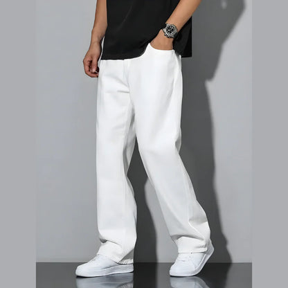Men’s Loose Fit Mid Rise White Jeans