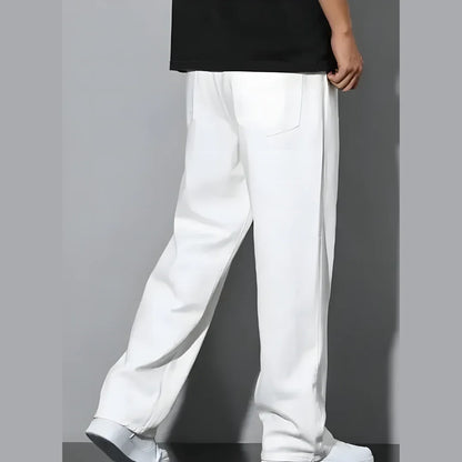 Men’s Loose Fit Mid Rise White Jeans