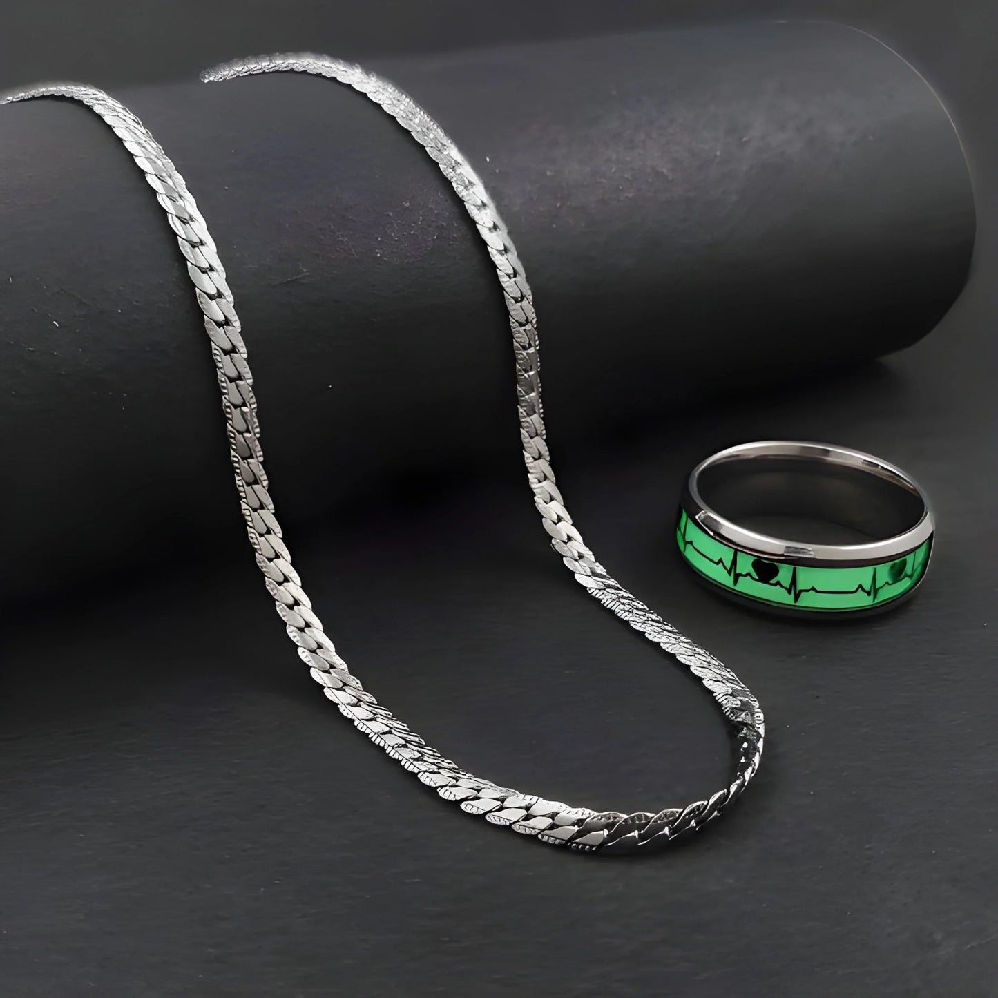 Men’s Silver Chain Ring Set