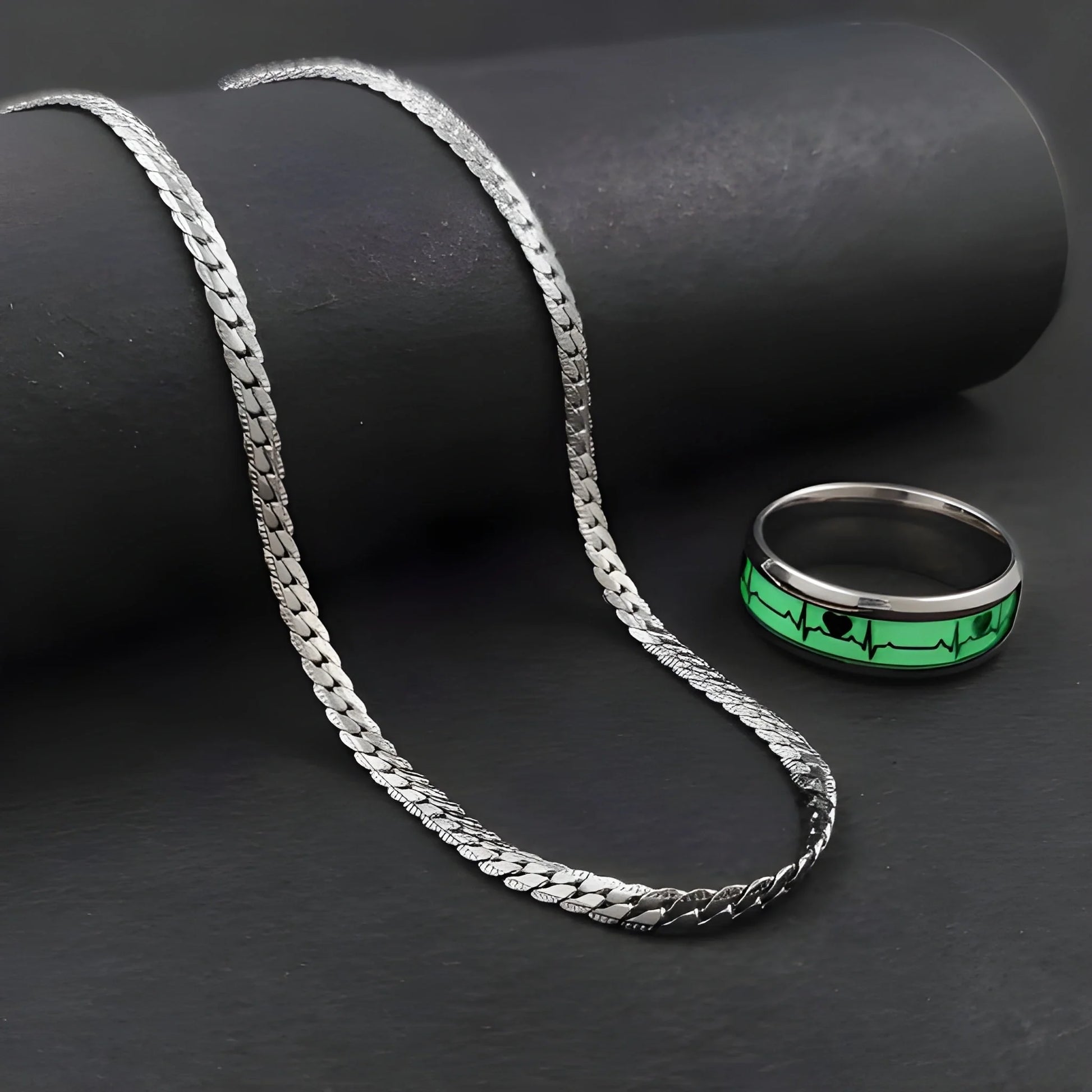 Men’s Silver Chain Ring Set