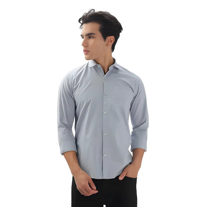 Men’s Solid Satin Stylish Casual Shirt Grey