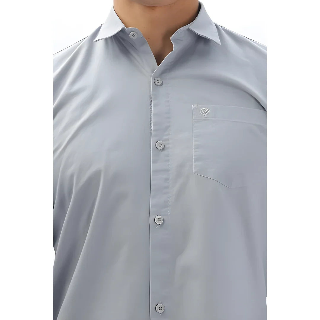 Men’s Solid Satin Stylish Casual Shirt Grey