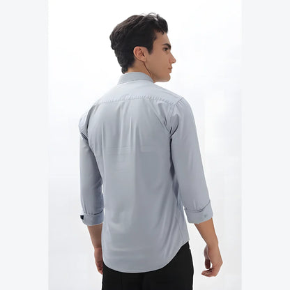 Men’s Solid Satin Stylish Casual Shirt Grey