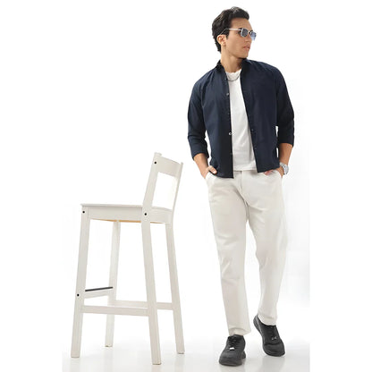 Men’s Solid Satin Stylish Casual Shirt Navy Blue