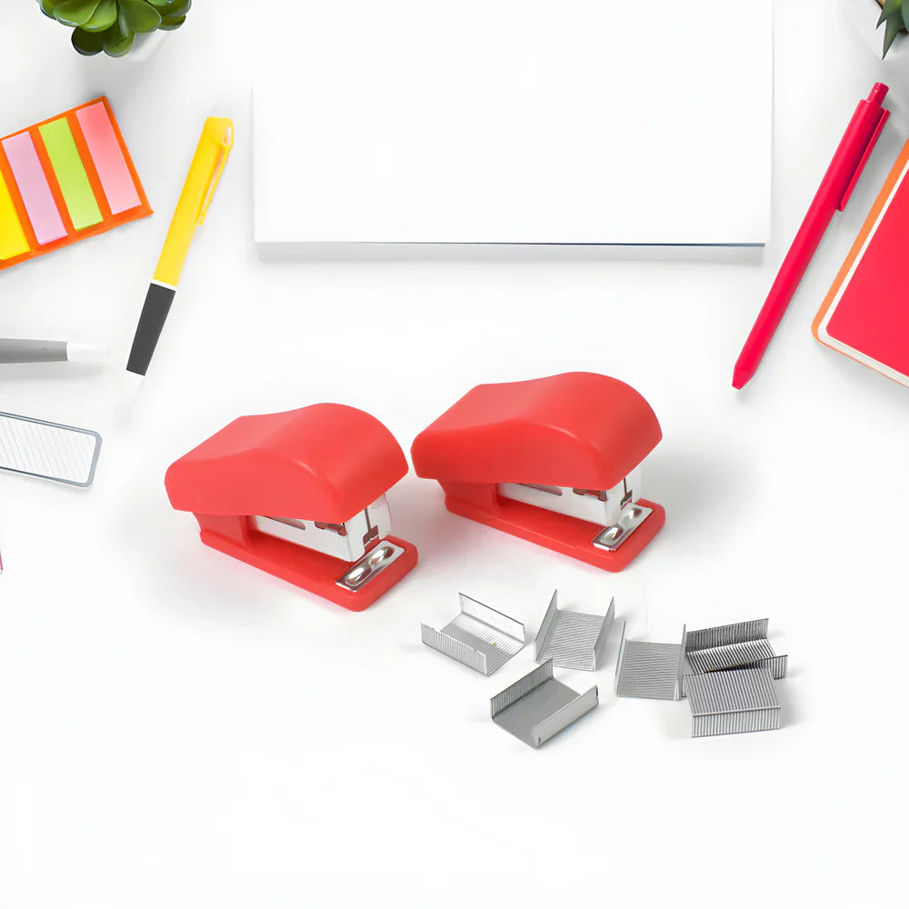 Compact Desk Stapler Mini Portable Desk Stapler Set with Staples Included Featuring Smooth ...