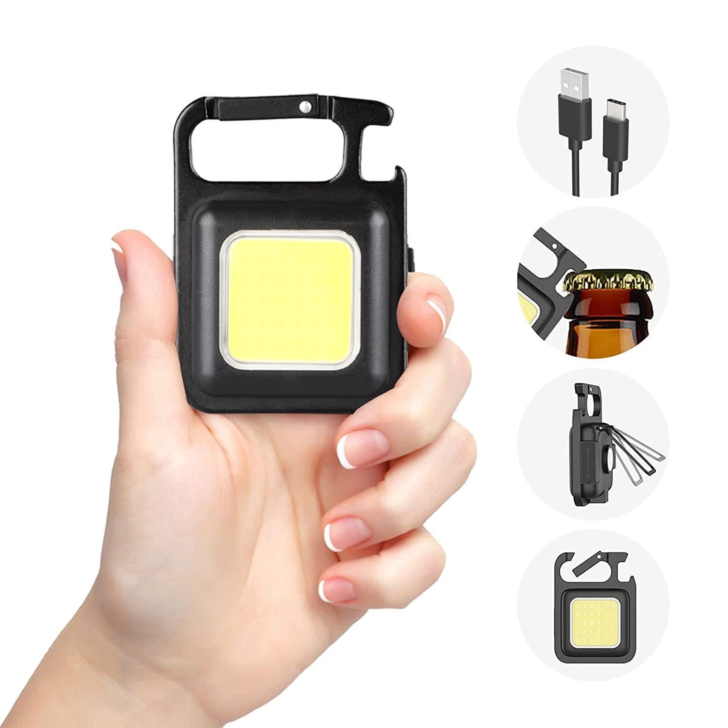Mini LED COB Flashlight Keychain Light 500 Lumen Rechargeable Flashlights