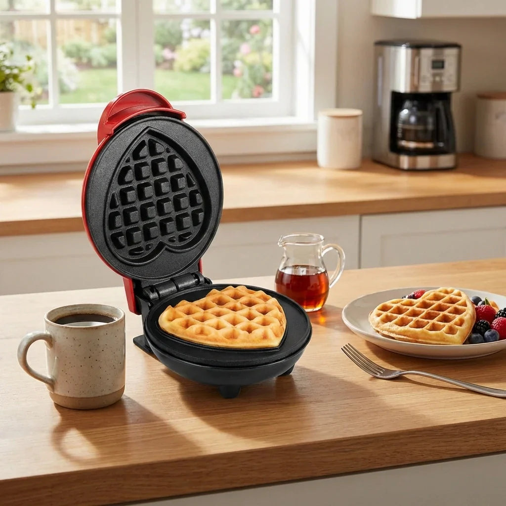 Best mini waffle maker machine iron home appliances kitchen gift easy to clean on-stick surfaces perfect breakfast