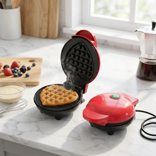 Best mini waffle maker machine iron home appliances kitchen gift easy to clean on-stick surfaces perfect breakfast