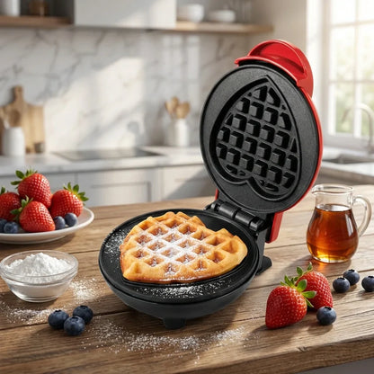 Best mini waffle maker machine iron home appliances kitchen gift easy to clean on-stick surfaces perfect breakfast