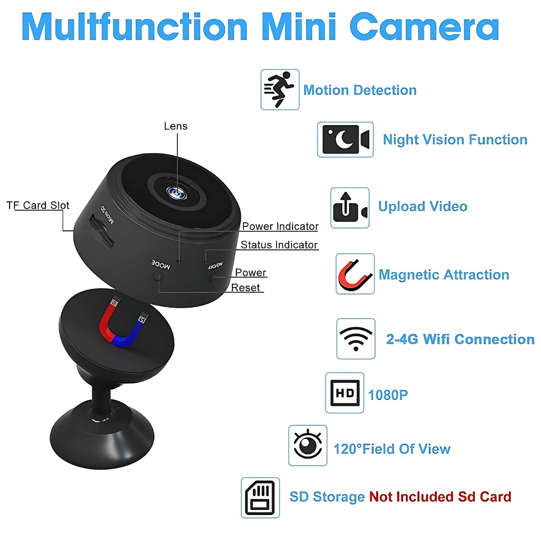 Mini Wireless WiFi,Cameras with Indoor Video Recorder
