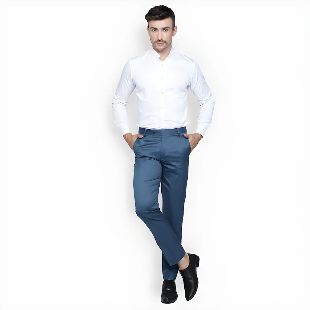 Modern Blue Formal Trousers clothing
