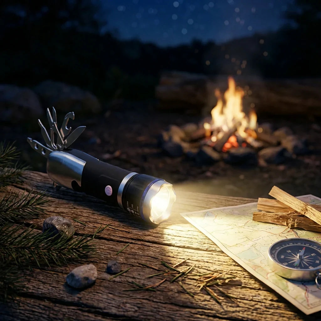 Multi Led Torch Multi Tool LED Flashlight – 7-in-1 Tactical Torch with Glass Breaker ...
