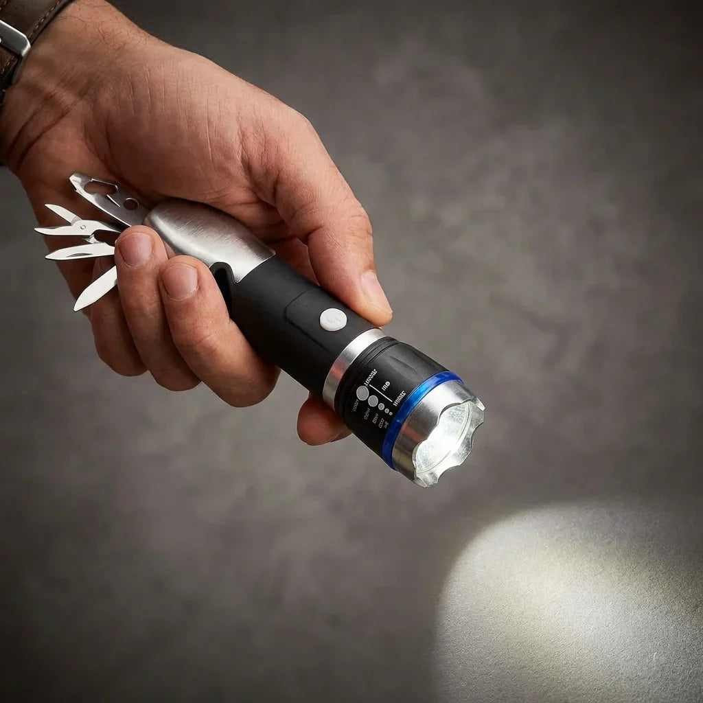 Multi Led Torch Multi Tool LED Flashlight – 7-in-1 Tactical Torch with Glass Breaker ...