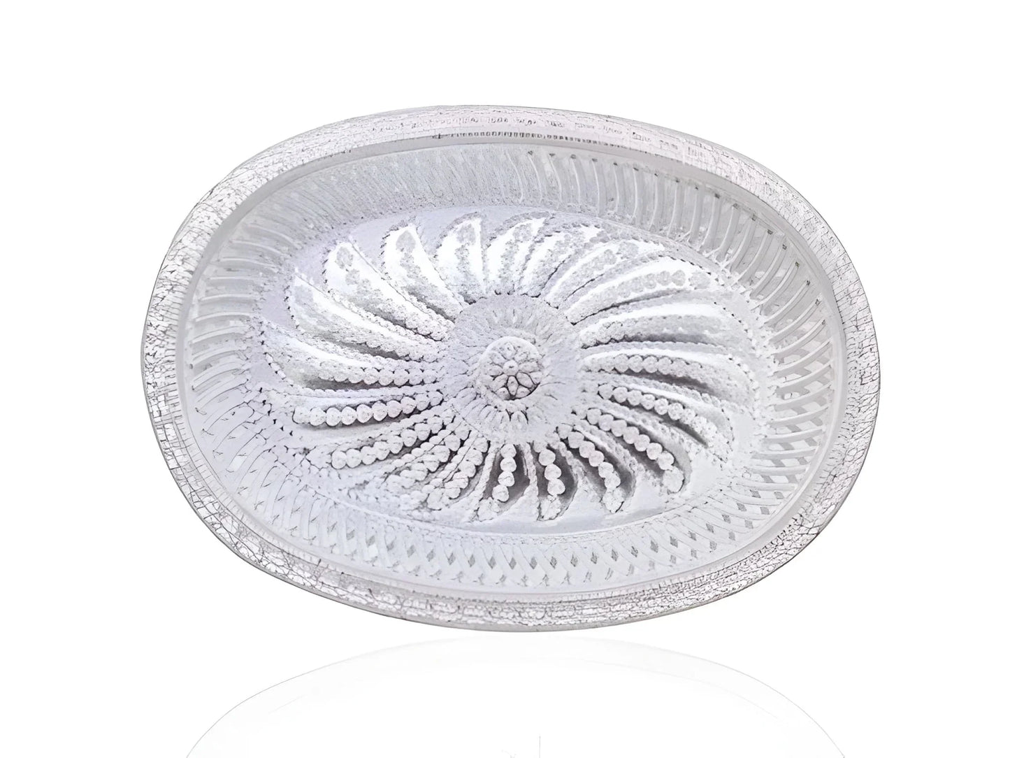 Multipurpose Royal Design Oval Silver Gift Tray - Home Improvement