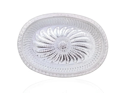 Multipurpose Royal Design Oval Silver Gift Tray - Home Improvement
