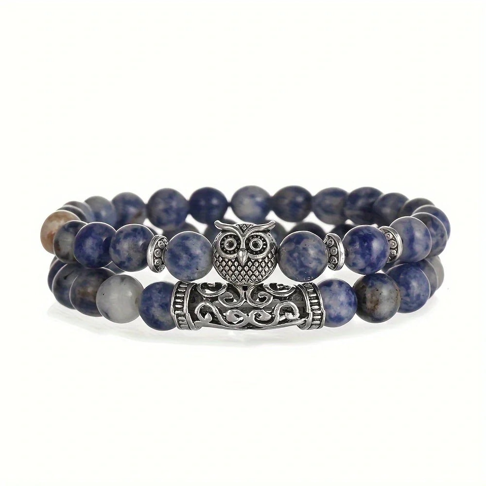 Natural Stone Owl Bracelet jewelry
