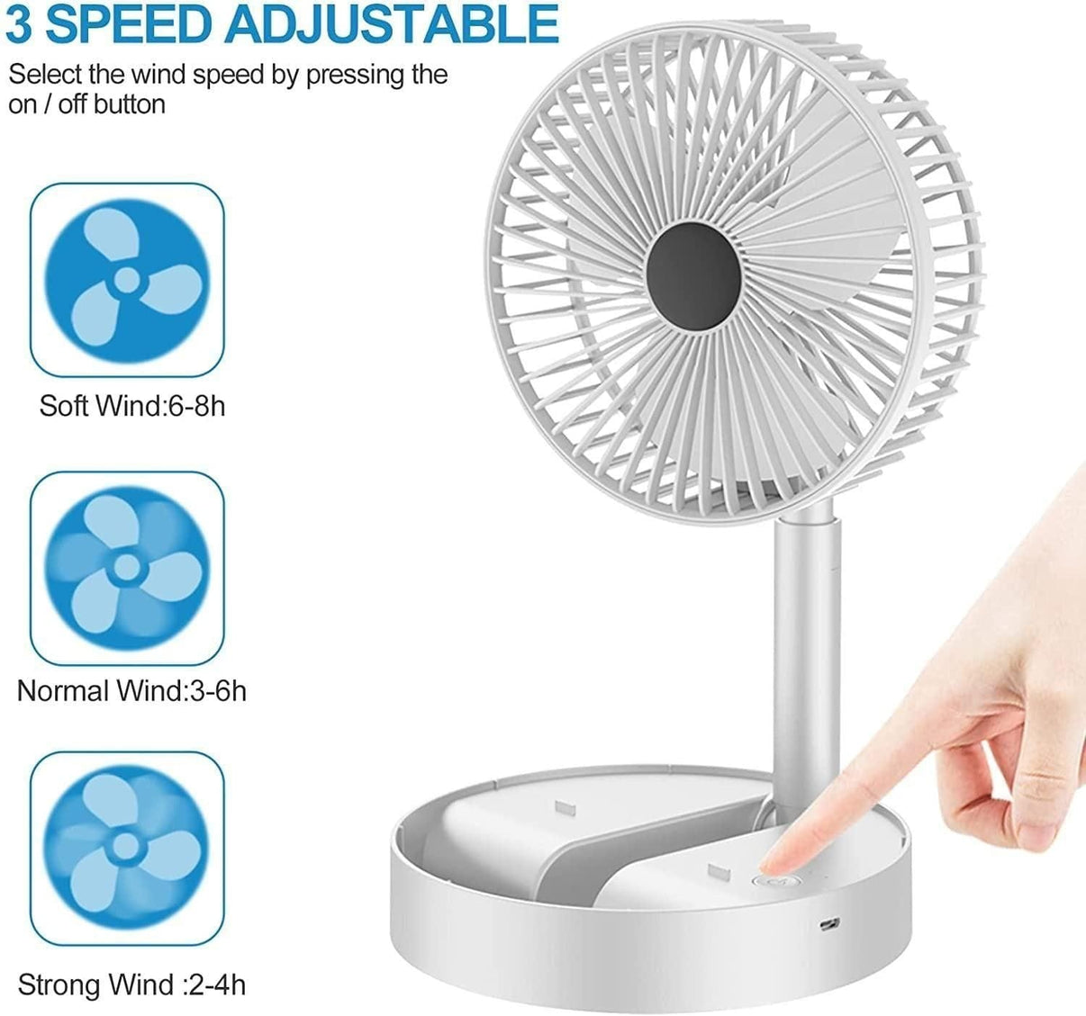 Rechargeable High Speed Folding Table Fan