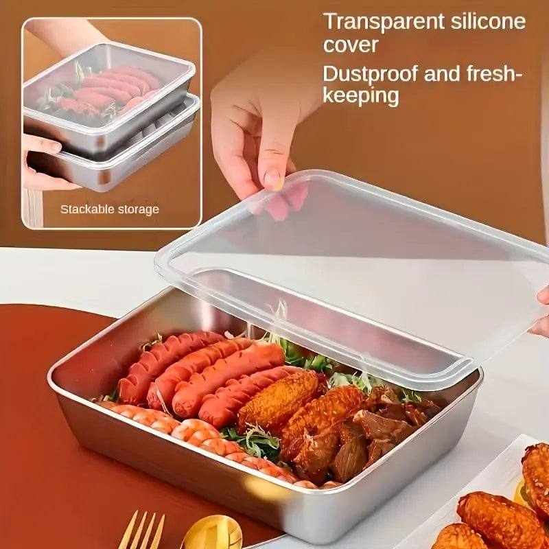 Non Stick Baking Pan Food Storage Box with Cover Pack of 2 Home & Kitchen