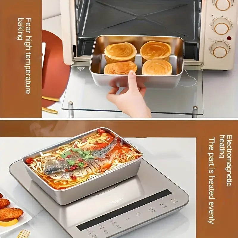 Non Stick Baking Pan Food Storage Box with Cover Pack of 2 Home & Kitchen