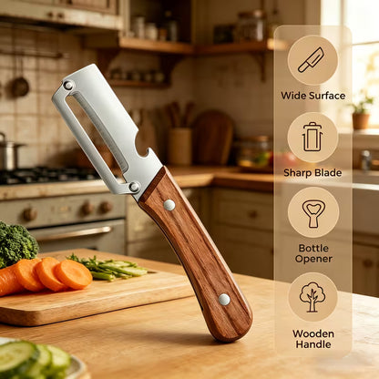 Advance Peeler with Wooden Handle & Bottle Opener
