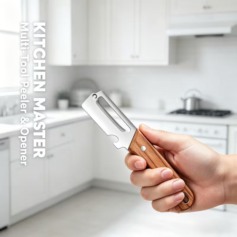 Advance Peeler with Wooden Handle & Bottle Opener