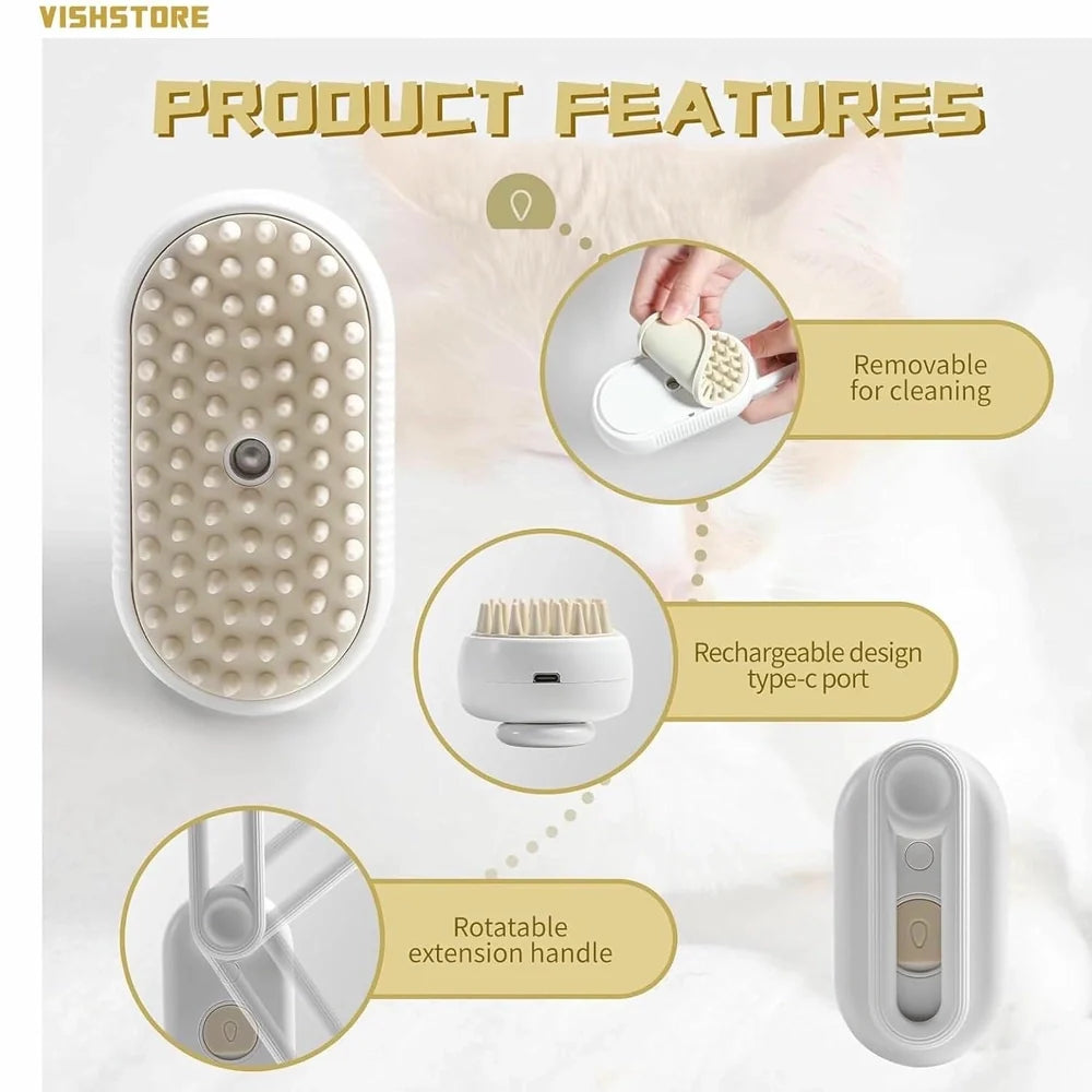 Pet Steam Grooming Brush