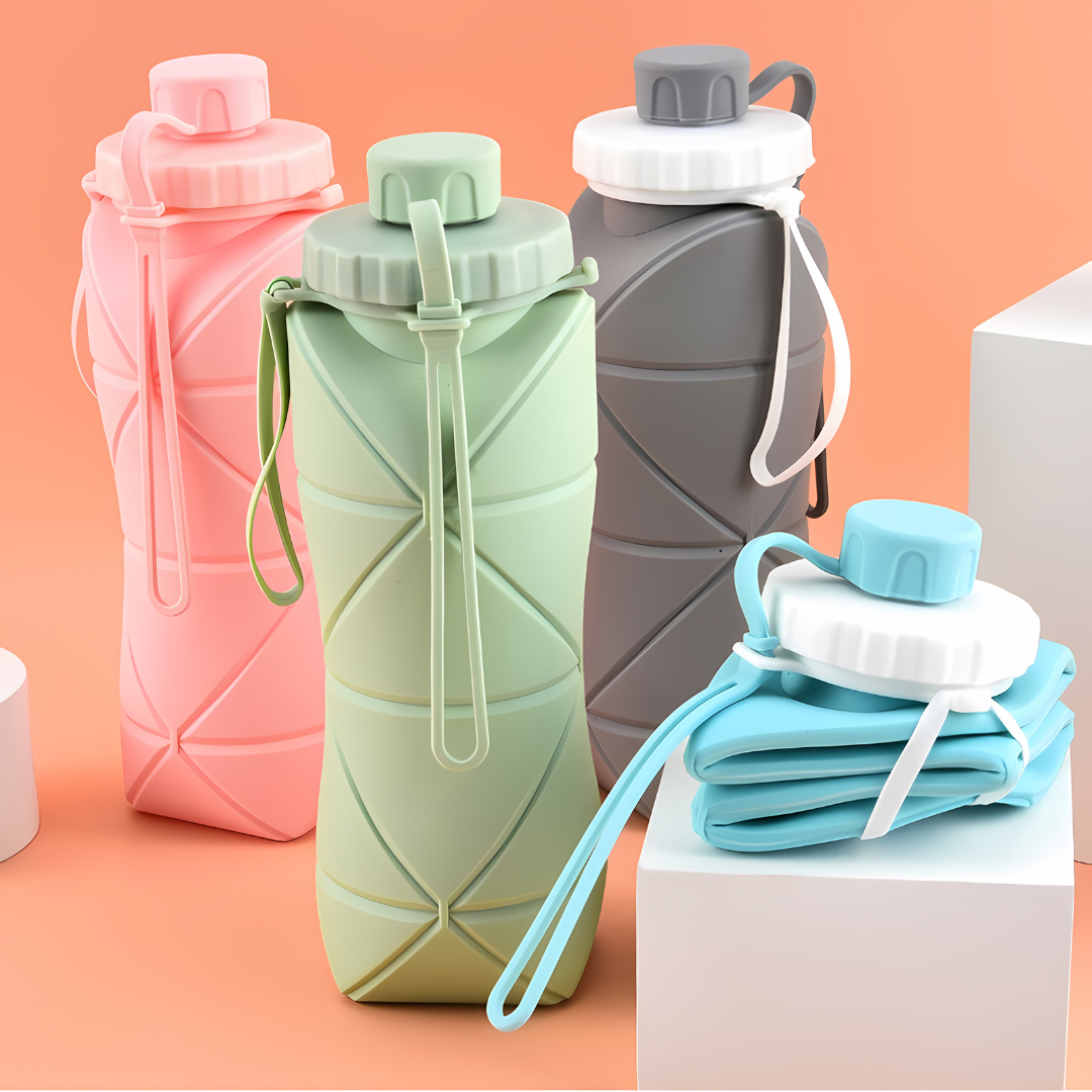 Foldable Silicone Water Bottle with Portable Buckle 700 ml (Pack of 2)