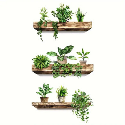 Plants Monstera Leaf Wall Creative Wall Stickers (Pack of 4) Home Accessories