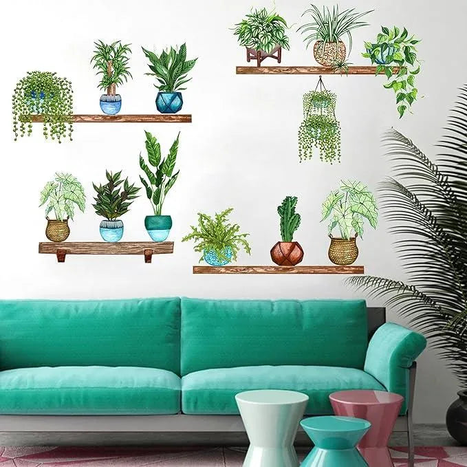 Plants Monstera Leaf Wall Creative Wall Stickers (Pack of 4) Home Accessories