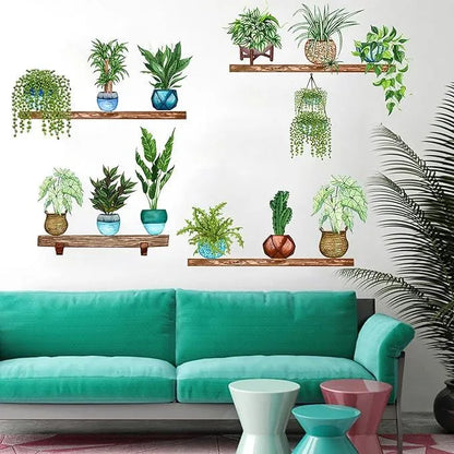 Plants Monstera Leaf Wall Creative Wall Stickers (Pack of 4) Home Accessories