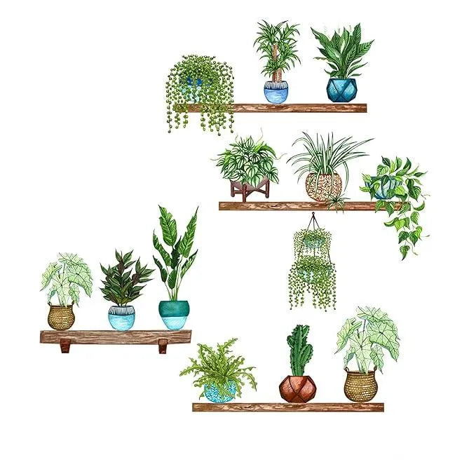 Plants Monstera Leaf Wall Creative Wall Stickers (Pack of 4) Home Accessories