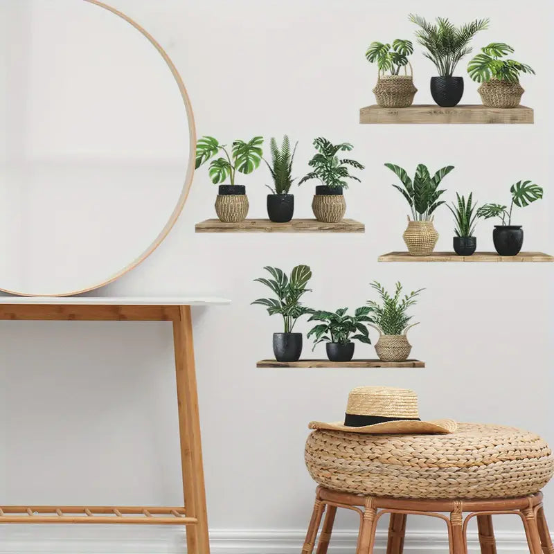 Plants Monstera Leaf Wall Creative Wall Stickers (Pack of 4)